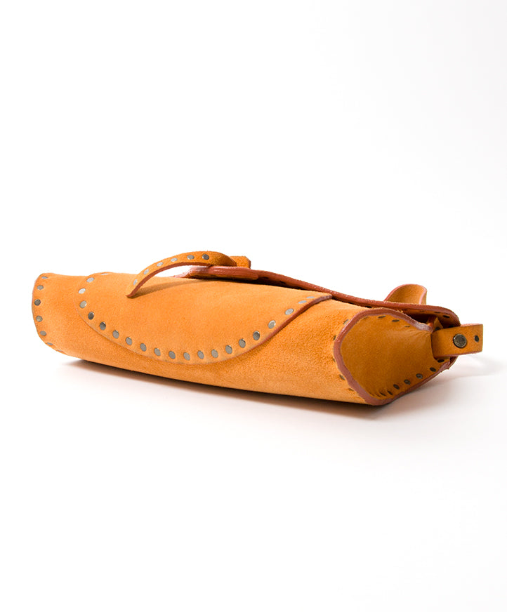 Céline Ochre Suede Studded Saddle Bag authentic secondhand safe online shopping fashion LabelLOV Antwerp webshop Belgium designer labels it-bags brands luxury brands high end