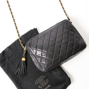 Chanel Quilted Tassel Bag authentic secondhand safe online shopping webshop Antwerp Belgium LabelLOV fashion designer bags labels high end tassel chain