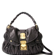 Miu Miu Black Coffer Matelasse Leather Bag authentic secondhand safe online shopping fashion bags it bags webshop Belgium Antwerp LabelLOV designers labels high end brands