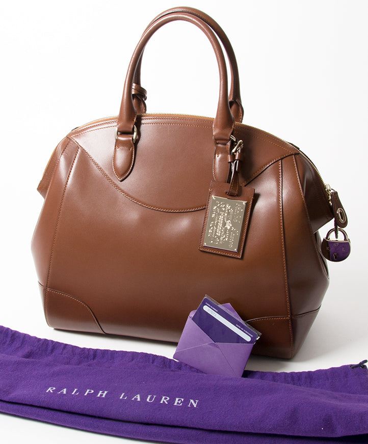 Ralph Lauren Brown Small Bedford Bag authentic secondhand safe online shopping fashion bag LabelLOV webshop Antwerp Belgium it bag designer bag brand high end labels fashion luxury brands