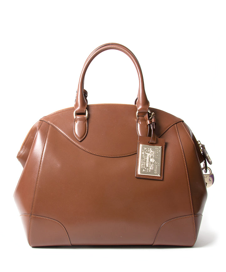 Ralph Lauren Brown Small Bedford Bag authentic secondhand safe online shopping fashion bag LabelLOV webshop Antwerp Belgium it bag designer bag brand high end labels fashion luxury brands
