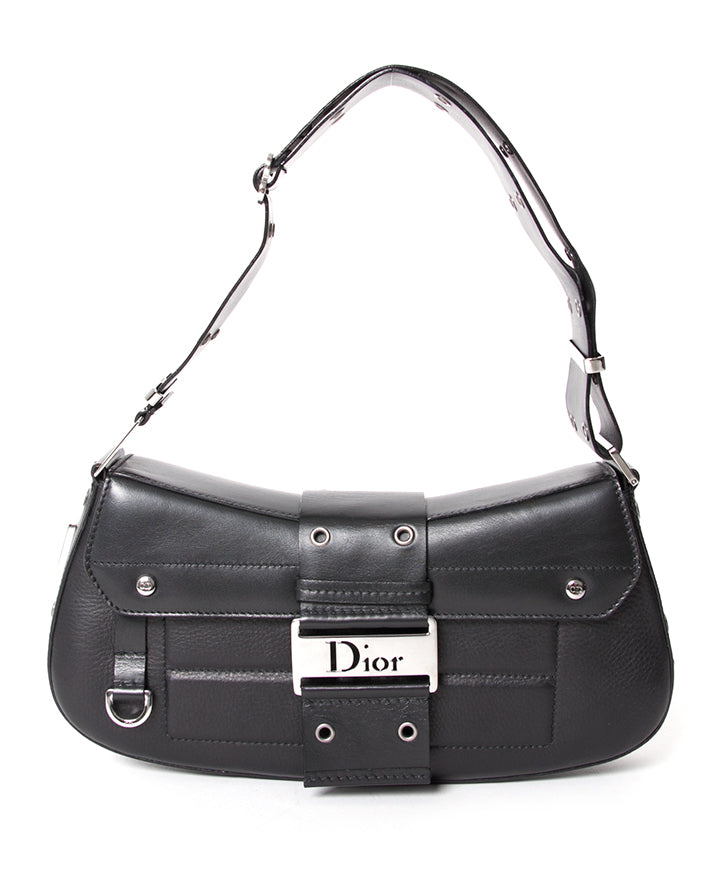 Dior Black Cambon Reporter Leather Bag