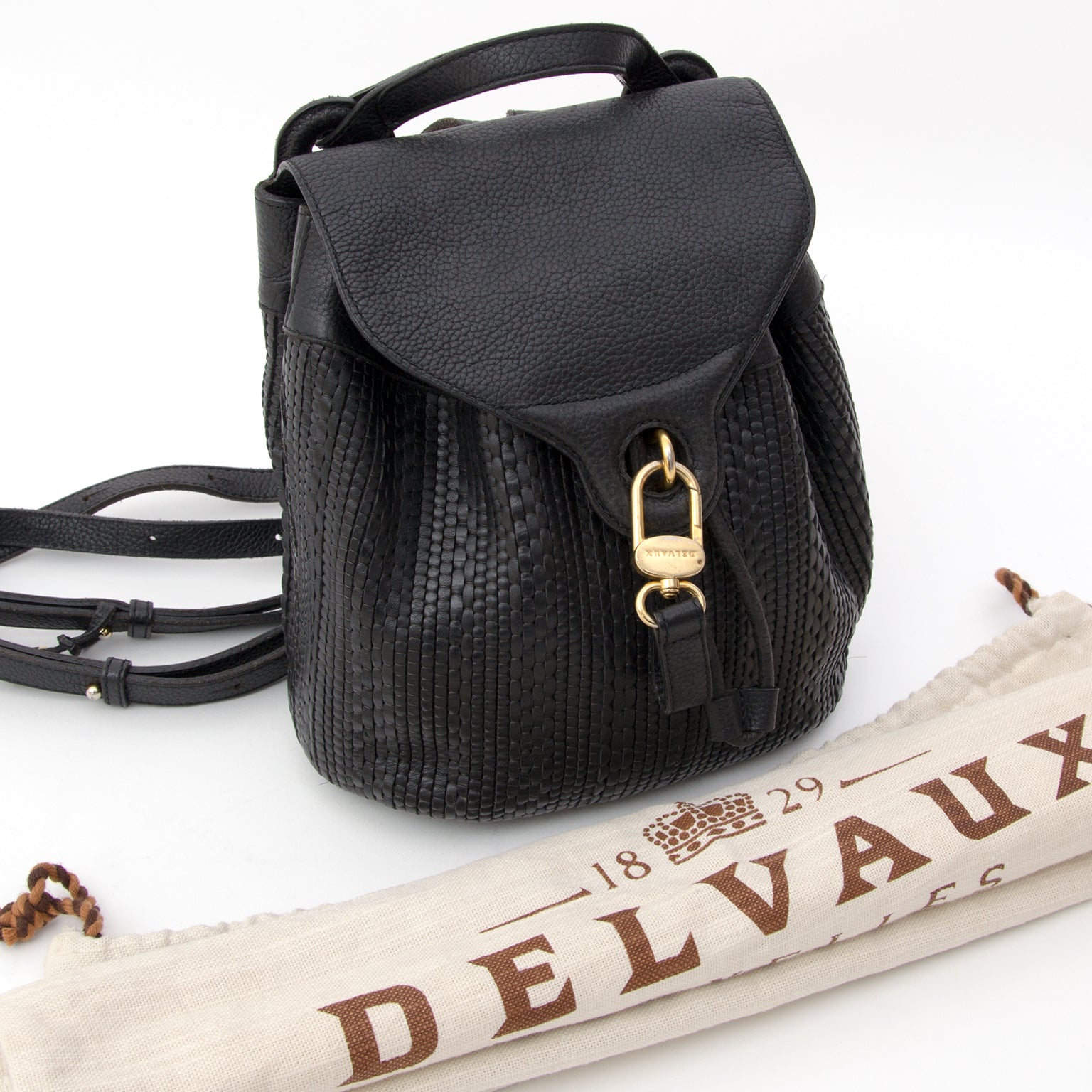 Delvaux Toile Cuir Backpack Black seocnde main designer vintage europe transport internationale