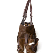 Ponyhair Ferragamo Brown and white hair vintage shoulderbag