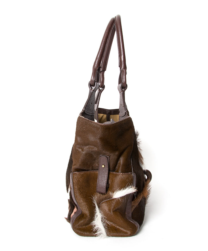 Ponyhair Ferragamo Brown and white hair vintage shoulderbag