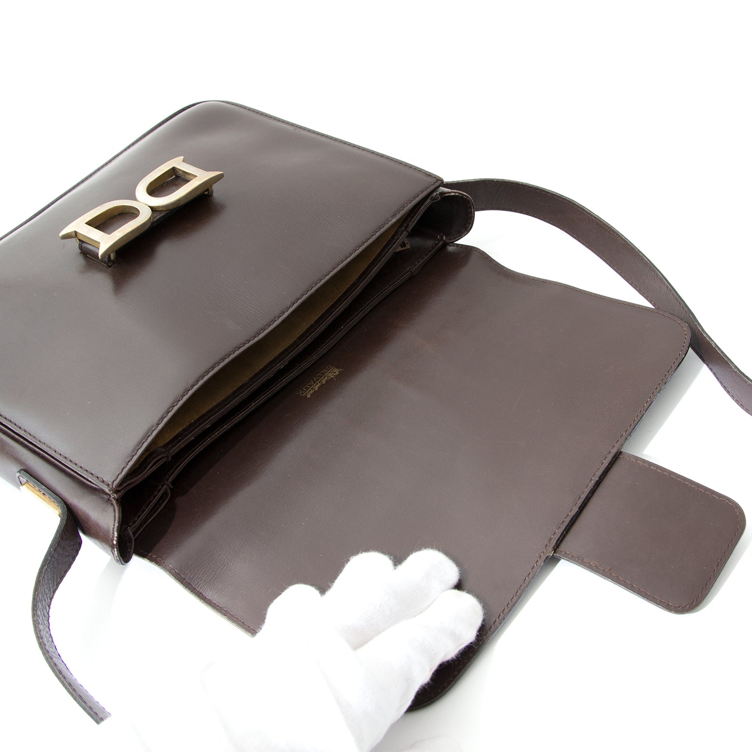 Belgian Delvaux brand shop safe online secondhand designer vintage Delvaux Dark Brown Bourgogne Shoulder Bag