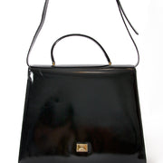 moschino doorknob patent black handbag uthentic secondhand vintage designer luxury bags brands safe online shopping webshop Belgium Antwerp LabelLOV shopping right price