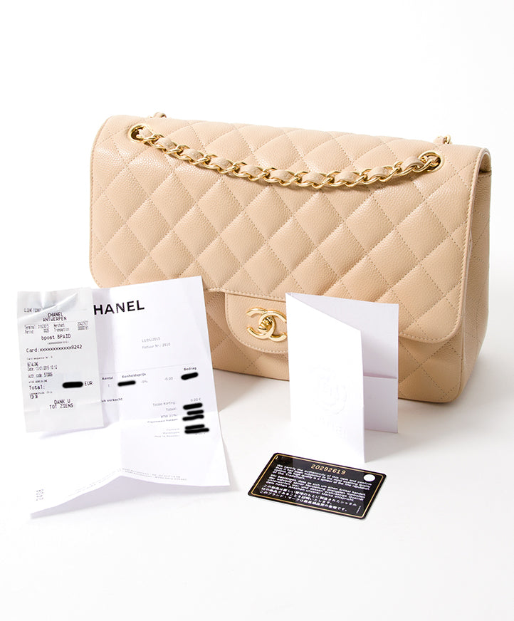Chanel Nude Caviar Jumbo Double Flap Bag secondhand authentic safe online shopping webshop flap bag Antwerp Belgium LabelLOV labels high end brands designer it bag luxury fashion