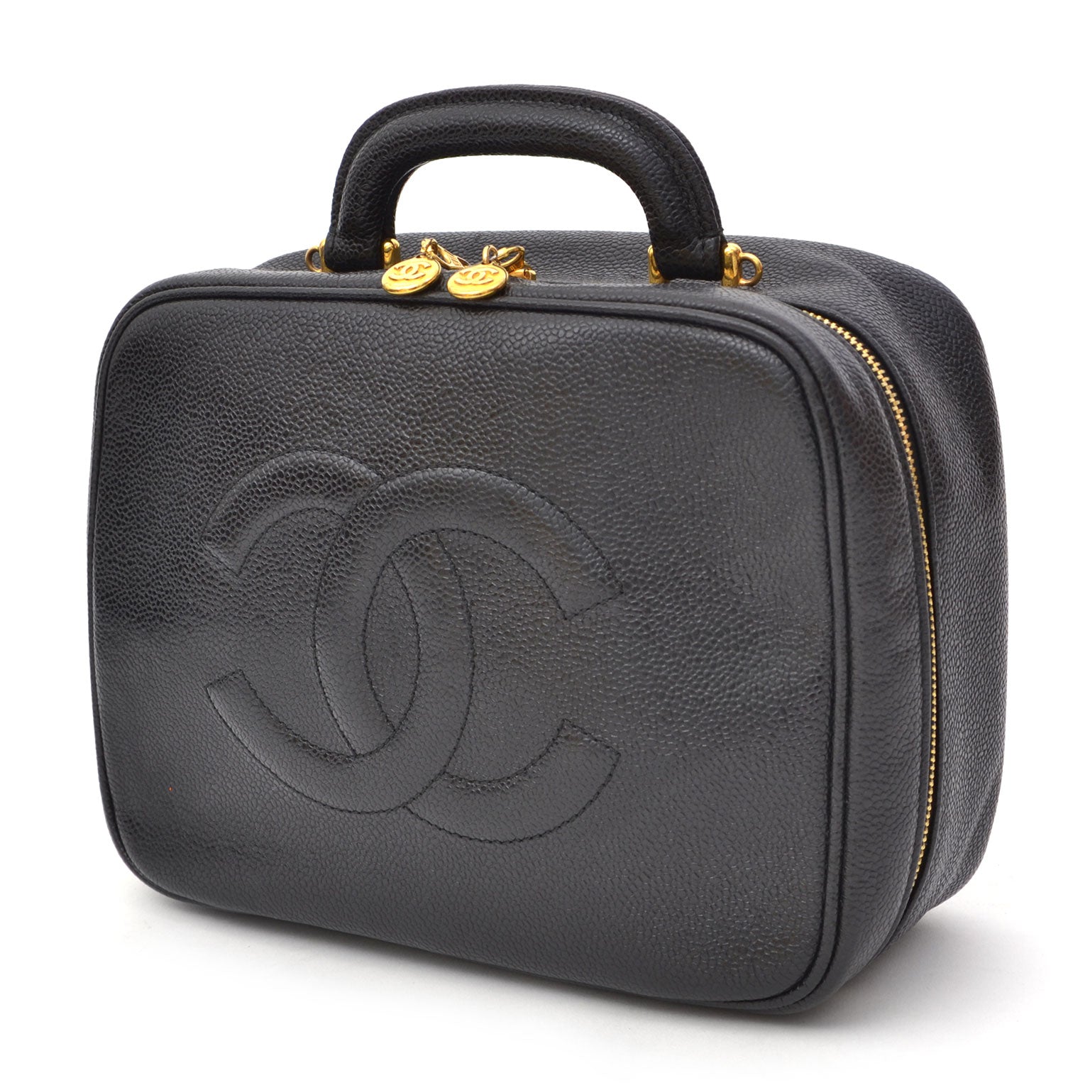 shop designer Chanel Caviar Leather Vanity Case best price worldwide shipping like new