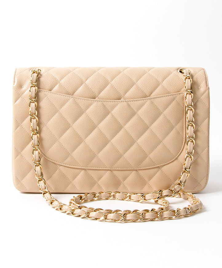 Chanel Nude Caviar Jumbo Double Flap Bag authentiek veilig online shoppen webshop tweedehands tassen merktassen luxetassen merken luxe merken luxemerken designer ontwerper