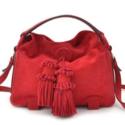 Yves Saint Laurent Rive Gauche Suede Handbag Red. Koop tweedehands YSL handtassen bij LabelLOV Antwerpen.