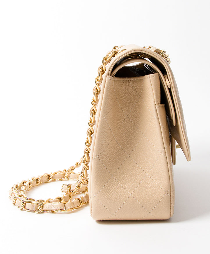 Chanel Nude Caviar Jumbo Double Flap Bag secondhand authentic safe online shopping webshop flap bag Antwerp Belgium LabelLOV labels high end brands designer it bag luxury fashion