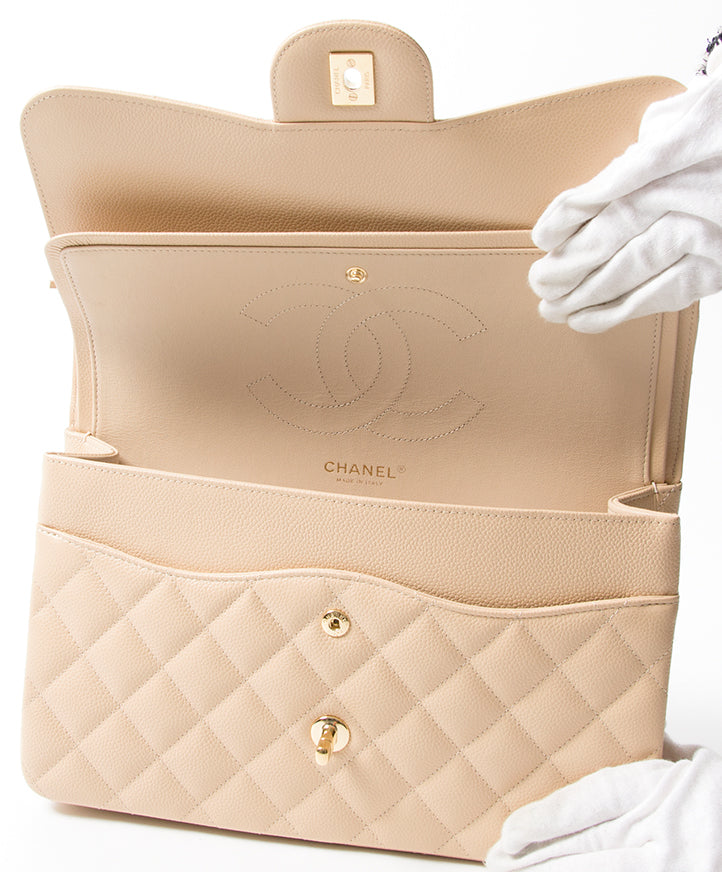 Chanel Nude Caviar Jumbo Double Flap Bag secondhand authentic safe online shopping webshop flap bag Antwerp Belgium LabelLOV labels high end brands designer it bag luxury fashion