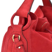Yves Saint Laurent Rive Gauche Suede Handbag Red. Safe and secure online shopping at LabelLOV Antwerp.