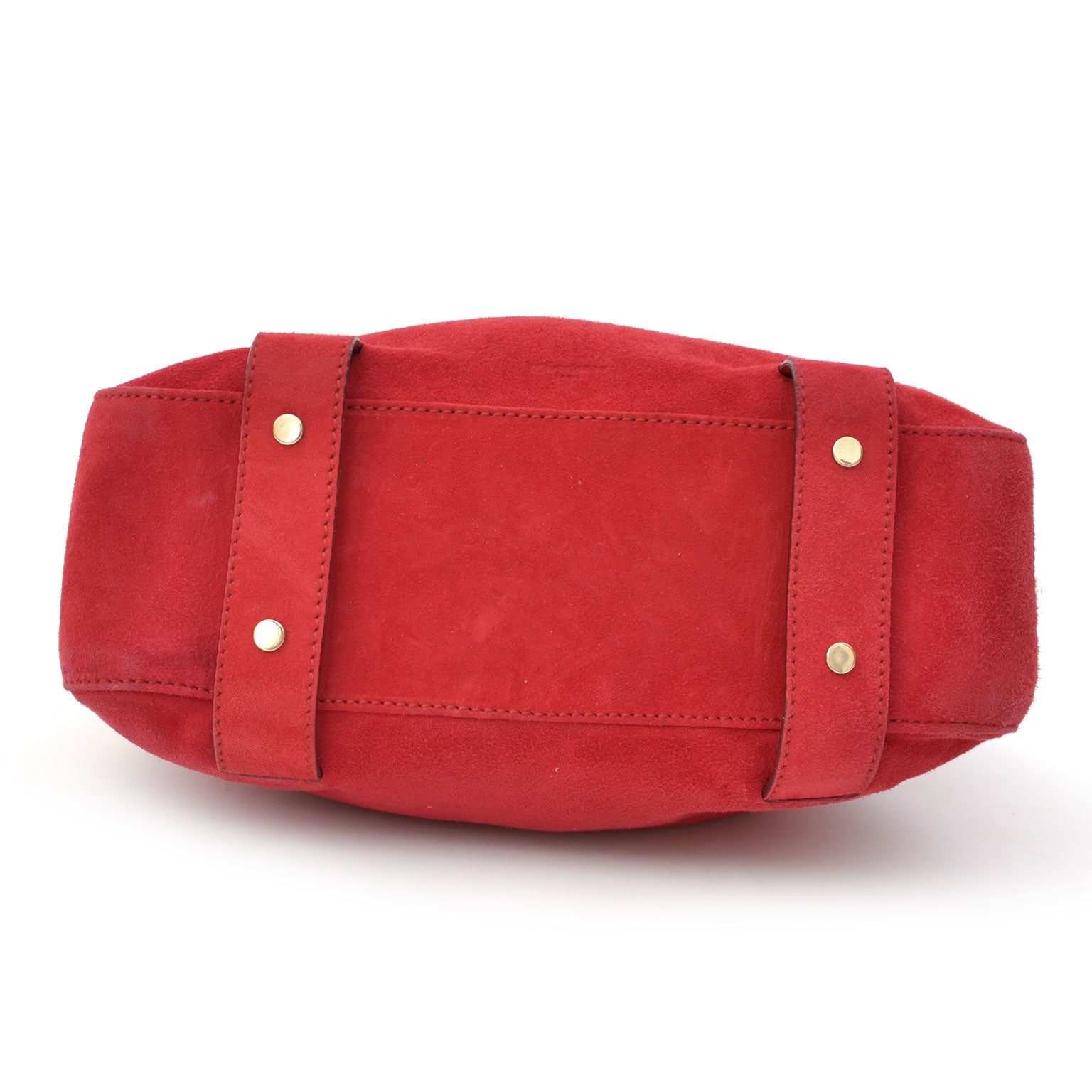 Yves Saint Laurent Rive Gauche Suede Handbag Red. LabelLOV Antwerp vintage designer fashion luxury