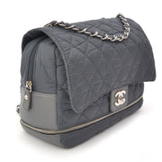 Chanel Nylon Zipper Quilted Flap Bag Grey. Worldwide shipping of authentic designer handbags.