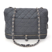 Chanel Nylon Zipper Quilted Flap Bag Grey. Wereldwijde verscheping vintage authentieke designer handtassen