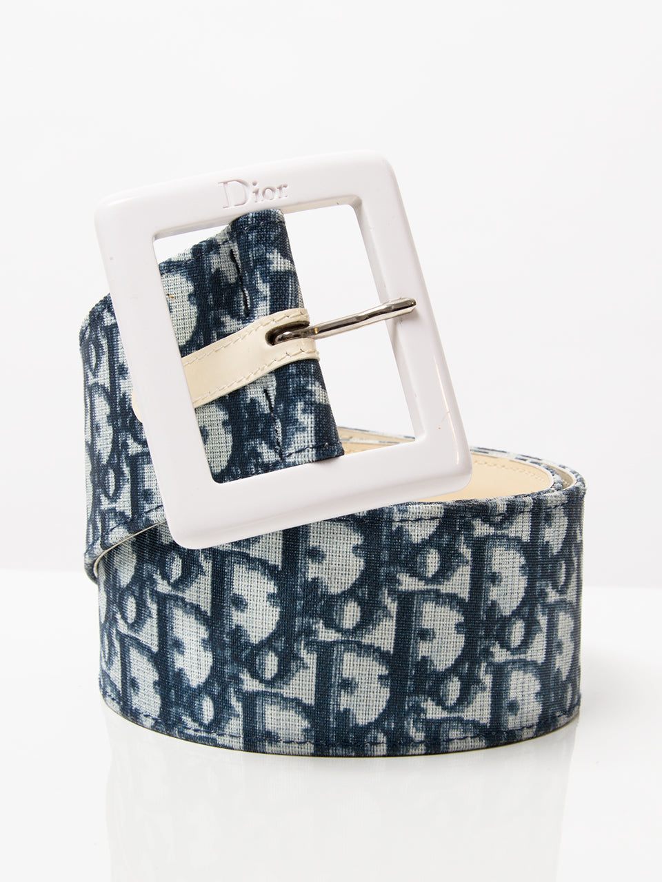Secondhand Christian Dior monogram blue grey belt online labellov safe secure webshop buy authentic designer vintage luxury brands