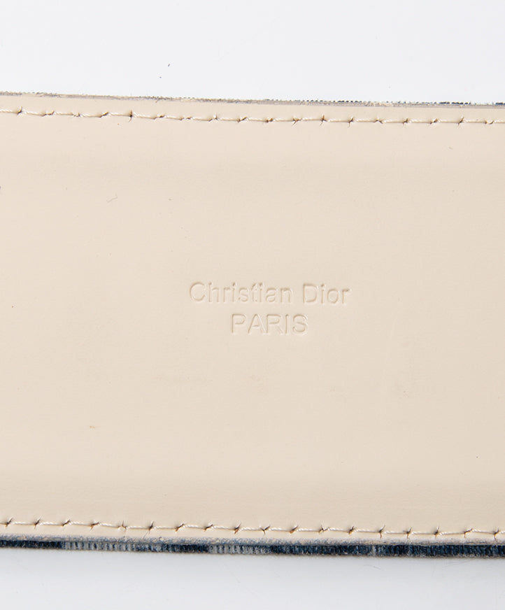 Tweedehands Christian Dior monogram blauw grijs riem veilig online labellov webwinkel koop authentieke designer vintage luxe merken