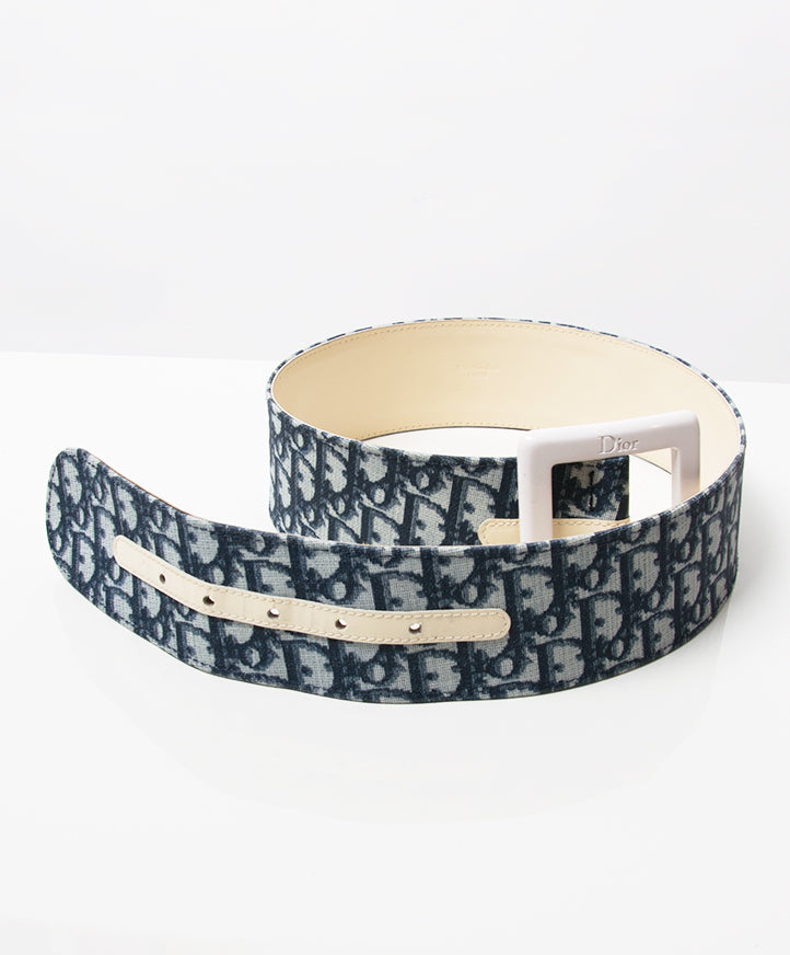 Christian Dior Paris authentic designer vintage monogram blue grey belt online labellov Antwerp fashion webshop safe secure