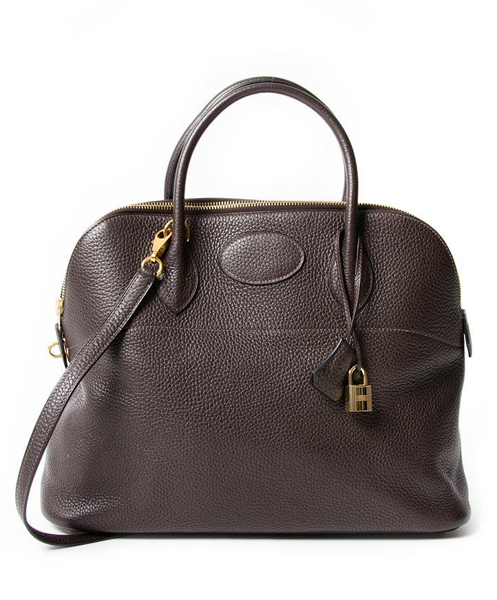 Hermès Bolide 35 Chocolat Brown Clemence seconde main authentique shopping en ligne webshop Anvers Belgique LabelLOV designer marques luxe sacs en vogue mode