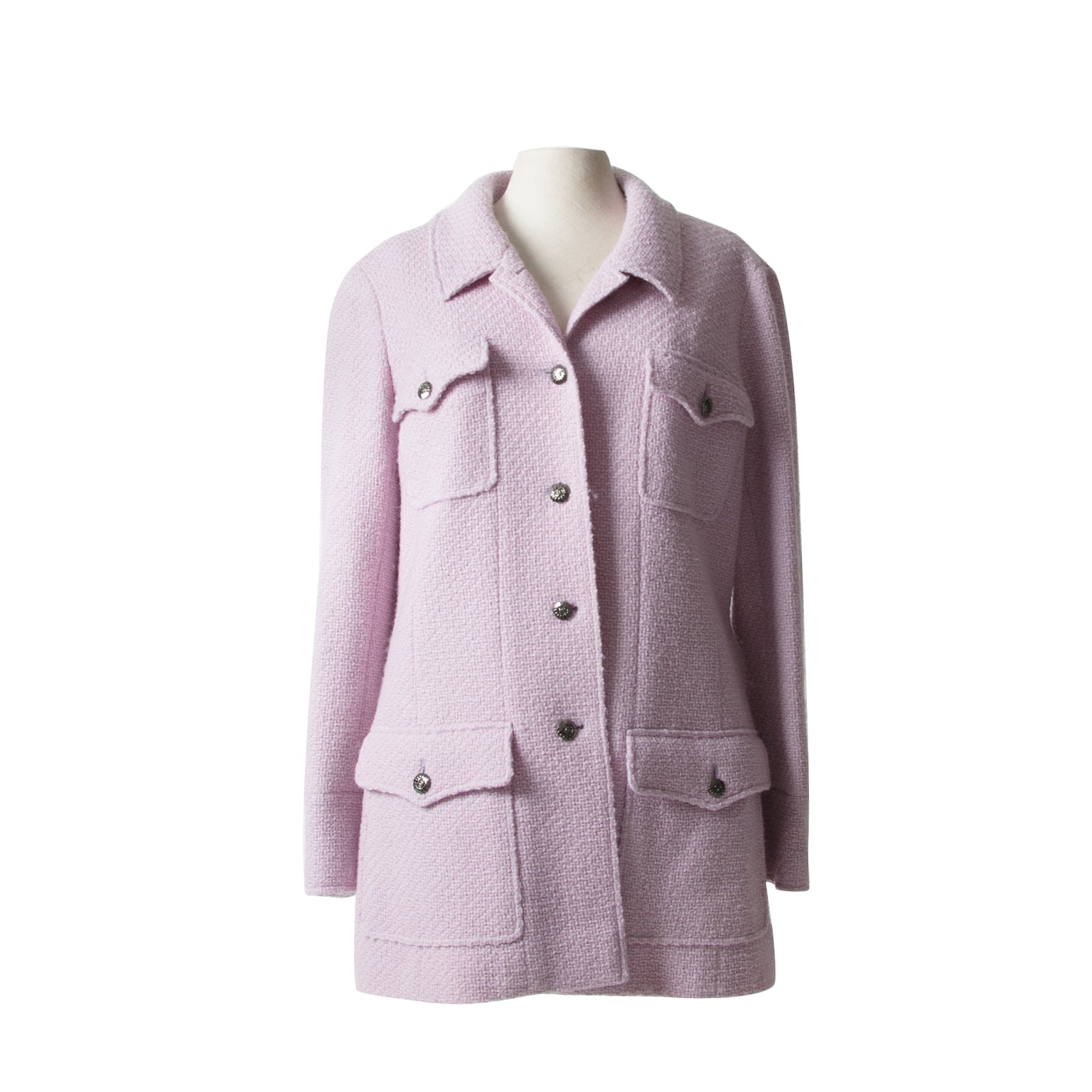 Chanel vintage tweed jacket lilac safe and secure webshop LabelLOV veilig vintage shoppen online