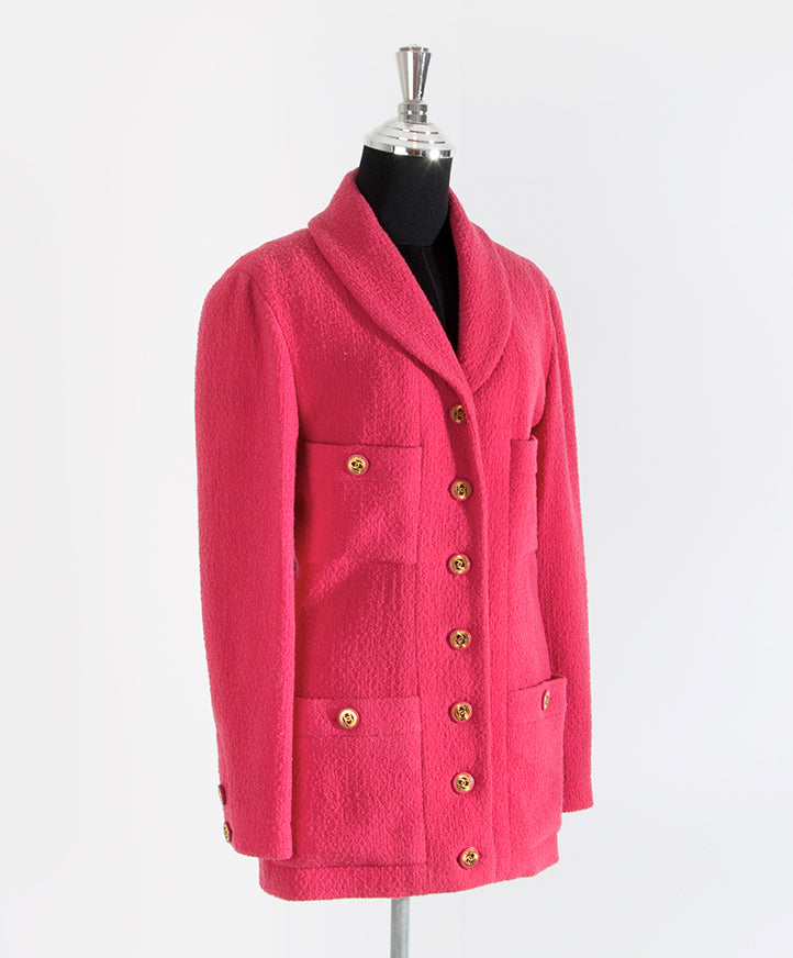 Luxe Raspberry Pink chanel tweed vest LabelLOV
