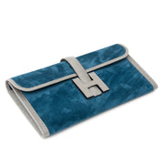 koop veilig online tweedehands Hermes Bicolor Jige Pochette Suede Lizard net als nieuw in doos