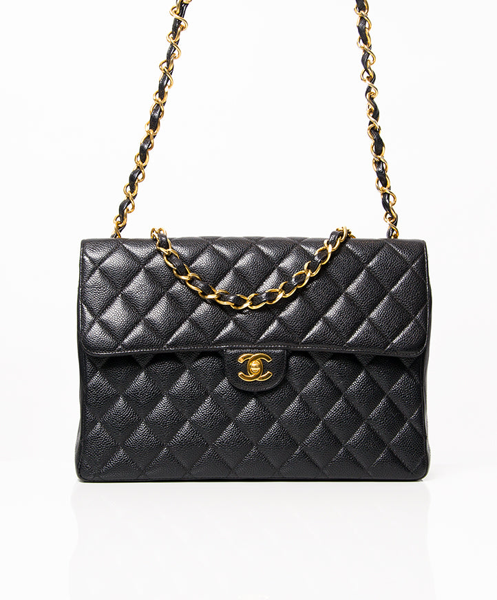 Chanel vintage jumbo classic XL caviar quitled flap bag second hand best price safe online e shop Labellov