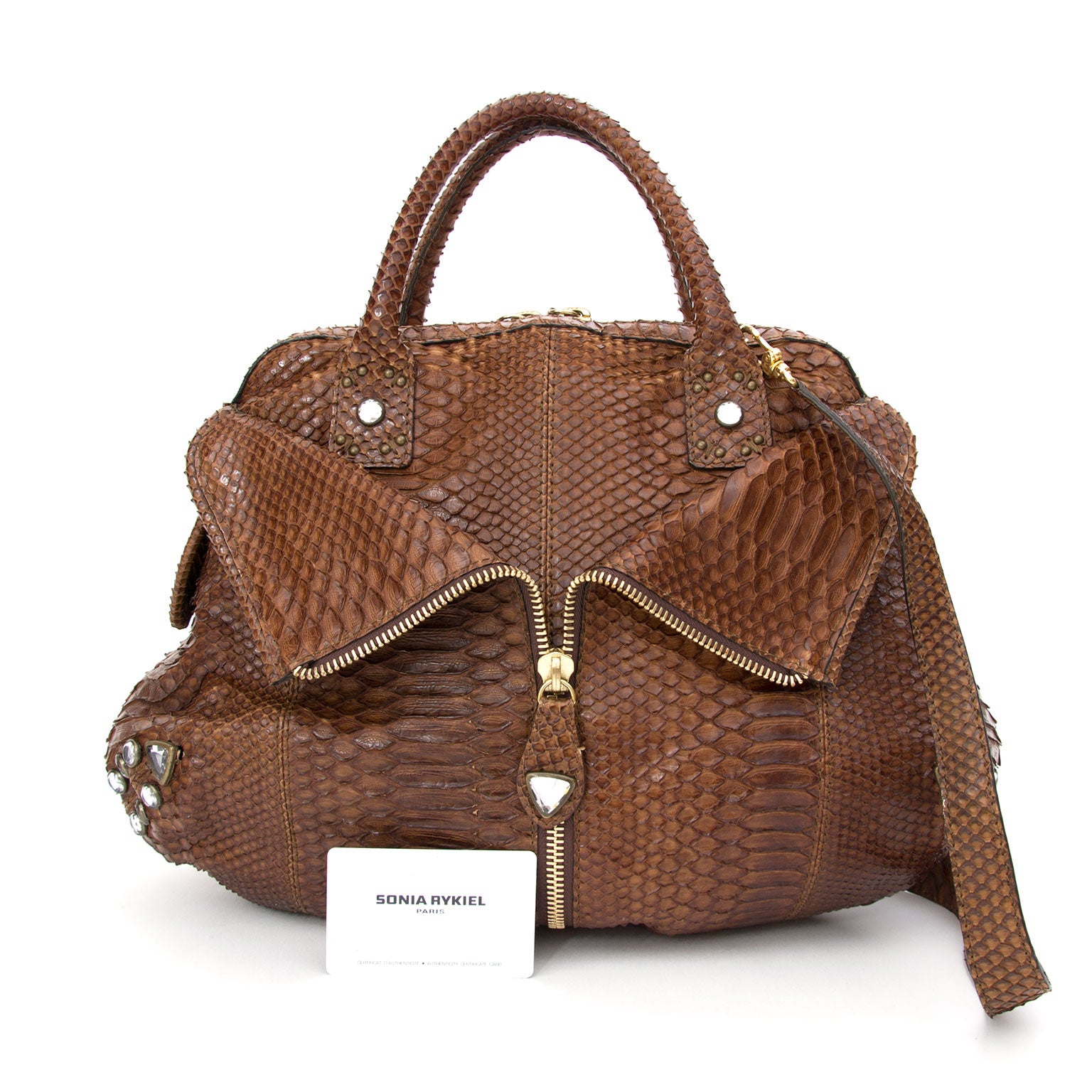 Preowned Sonia Rykiel Nut Python Top Handle Hobo Bag. Sell & resell online on labellov.com. Luxe deisgner vintage worldwide shipping.