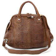 Sonia Rykiel Nut Python Top Handle Hobo Bag koop en verkoop van tweedehandse gebruikte luxe designer tassen