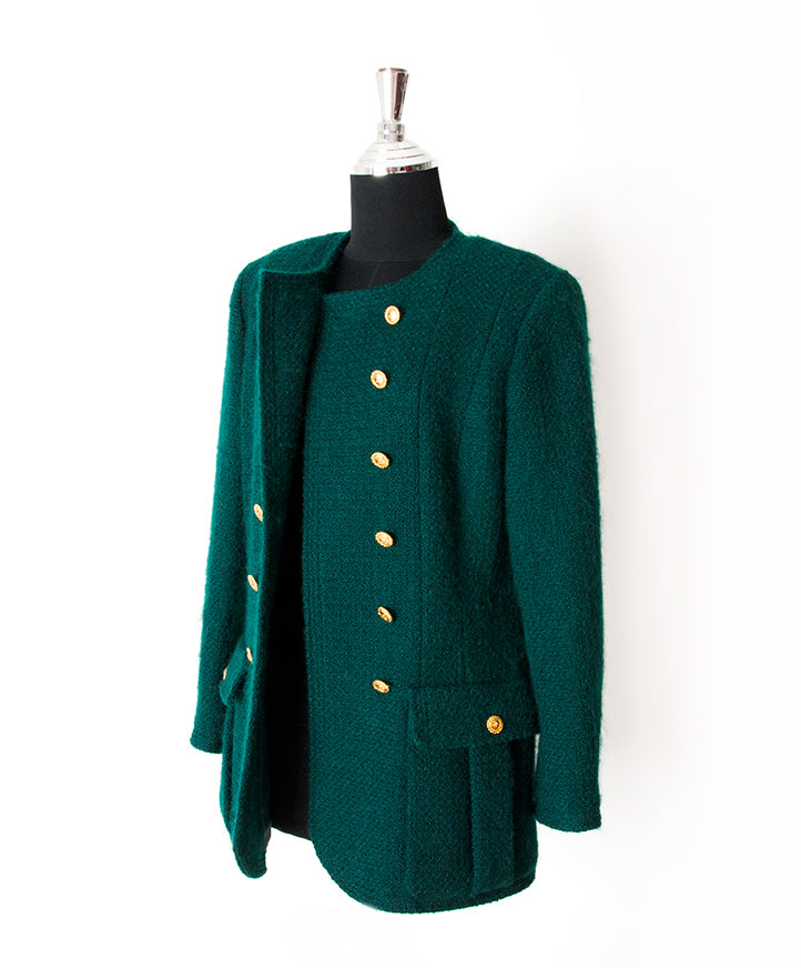 Chanel Double Breasted Green Jacket online webshop belgium labellov best price secondhand luxury Chanel