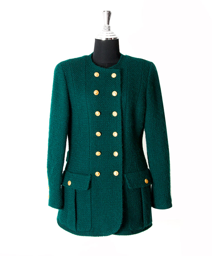 acheter en ligne seconde main Chanel Green Tweed tailleur pour le meilleur prix , comme neuf site en ligne LabelLov