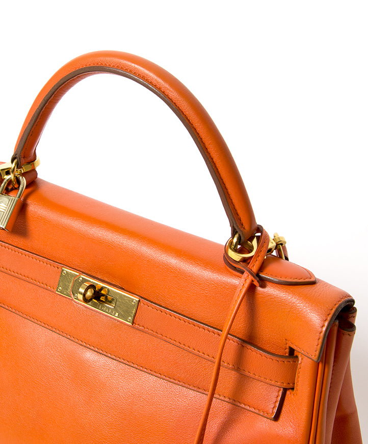 seconde main Hermes Kelly orange 32 pour le meilleur prix comme neuf 100% authentic Hermes Belgique