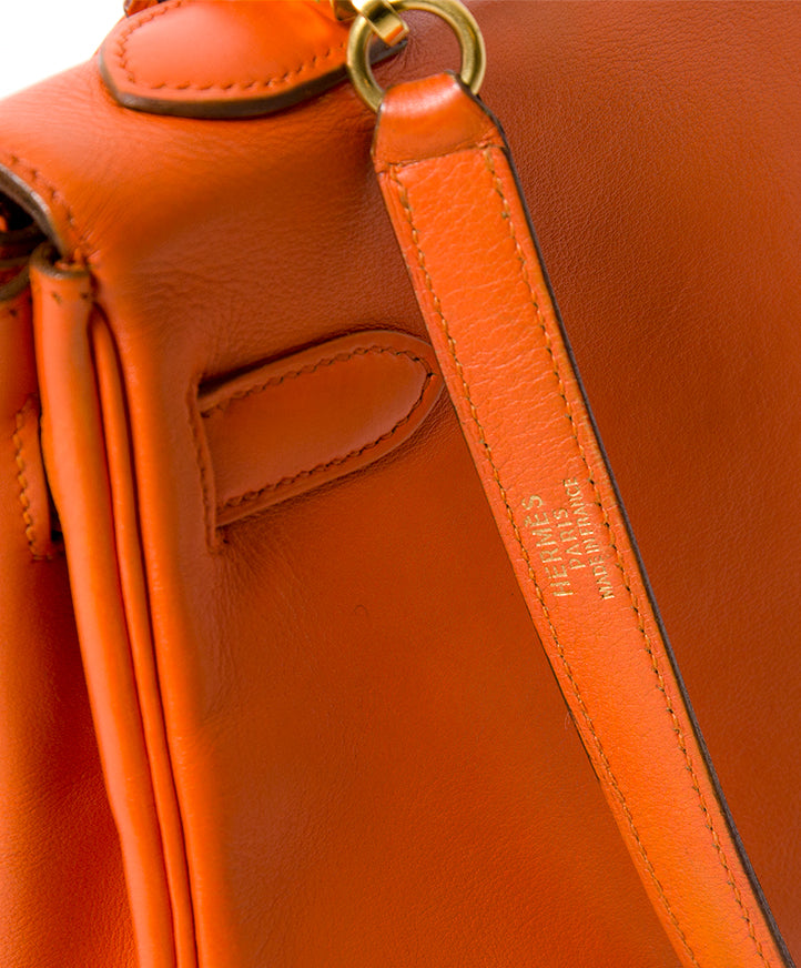 acheter enligne seconde main Hermes Orange Kelly 32 GHW avec centure pour le meilleur prix 100% authentic occasion