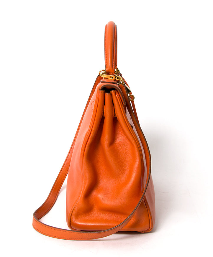 Hermes Orange Kelly 32 GHW + STRAPacheter enligne seconde main Hermes Orange Kelly 32 GHW avec centure pour le meilleur prix 100% authentic occasion