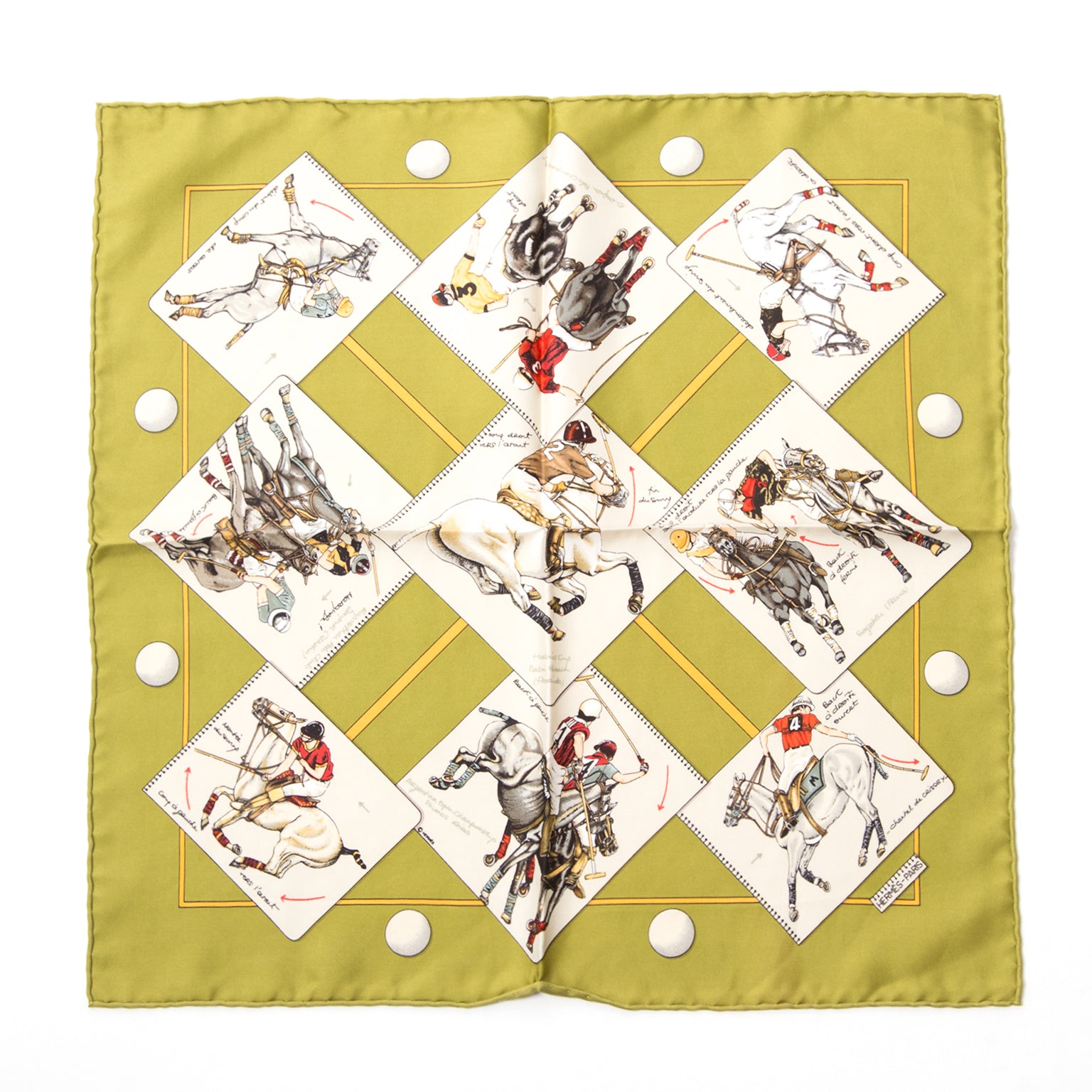 Hermes Silk Polo Scarf, Labellov verkoopt tweedehands Hermes sjaals met de juiste prijs.