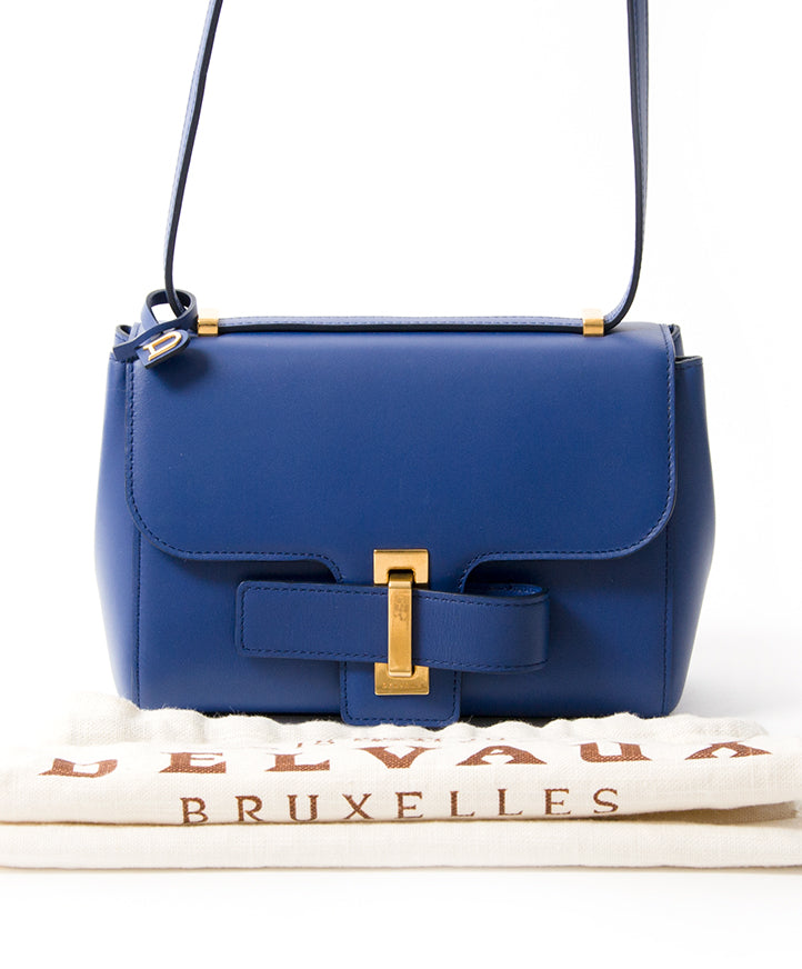 Delvaux Simplissime City PM Blue second hand authentic safe online shopping webshop LabelLOV Belgium Antwerp luxury brands bags high-end labels designer fashion