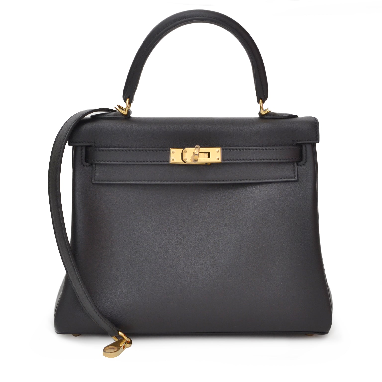 acheter en linge seconde main sac a main Brand New Hermes Kelly 25 Retourne Veau Swift Noir Black GHW comme neuf