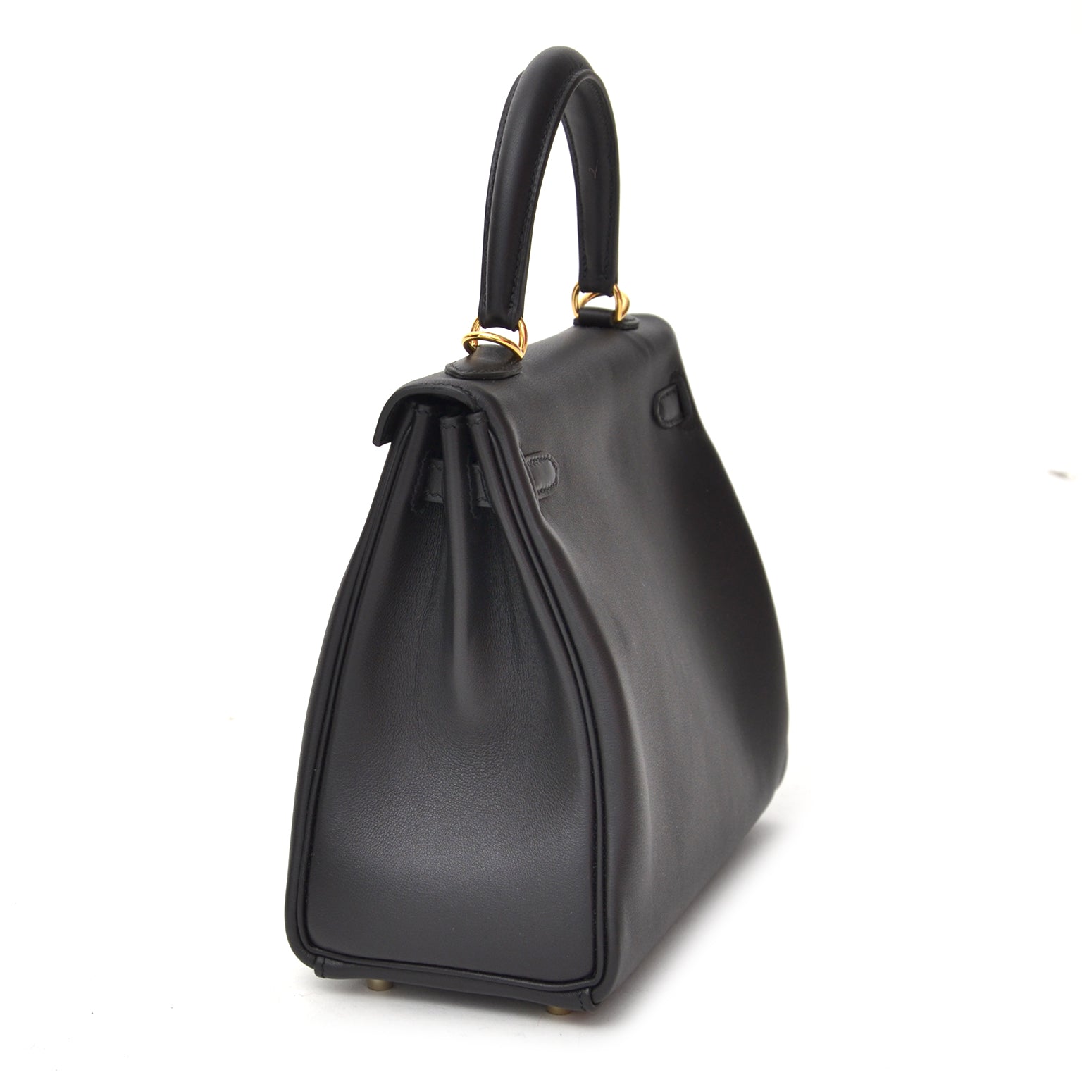 shop safe online secondhand 100% authentic acheter en ligne seconde main Brand New Hermes Kelly 25 Retourne Veau Swift Noir Black GHW worldwide shipping