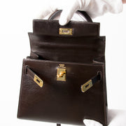 Hermès Kelly Mini Boxcalf Brown GHW With Strap webshop worldwide shipping