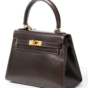 Hermès Kelly Mini Boxcalf Brown GHW With Strap designer vintage hermes kelly
