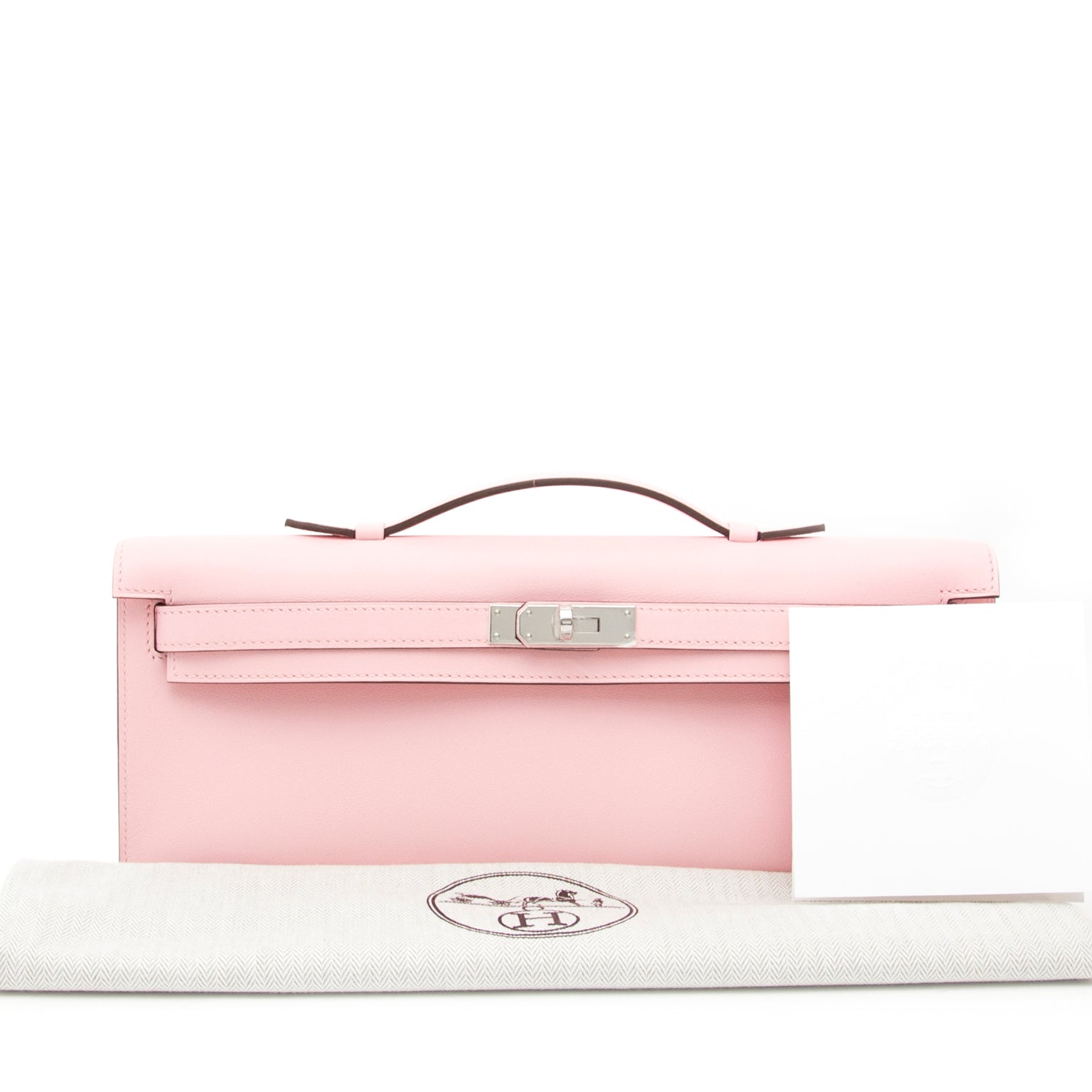 acheter en ligne seconde main sac Hermès Kelly Cut Pochette Rose Sakura Swift Phw