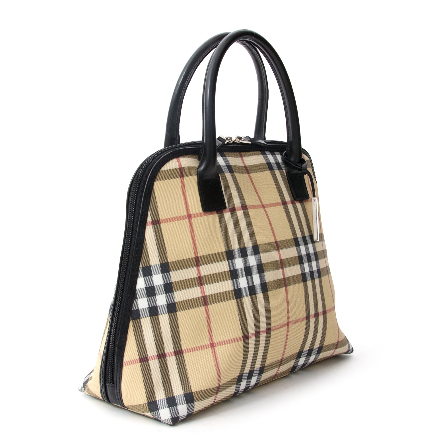 designer vintage Burberry horseferry handtas tweedehands aan de beste prijs 100% authentiek merk hantassen