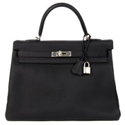 Hermès Kelly 35 Retourne Verso Noir & Bleu Agate Togo PHW