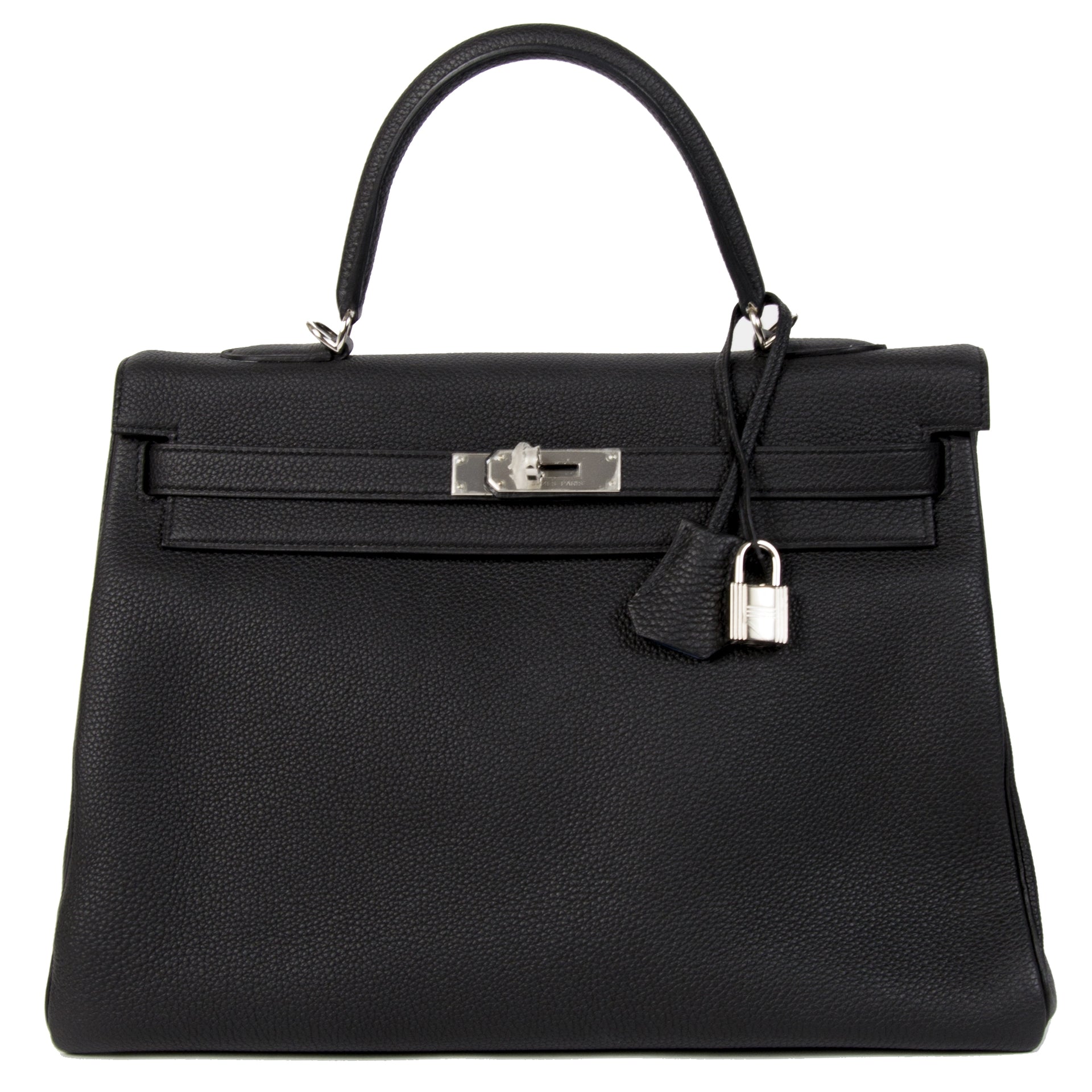Hermès Kelly 35 Retourne Verso Noir & Bleu Agate Togo PHW
