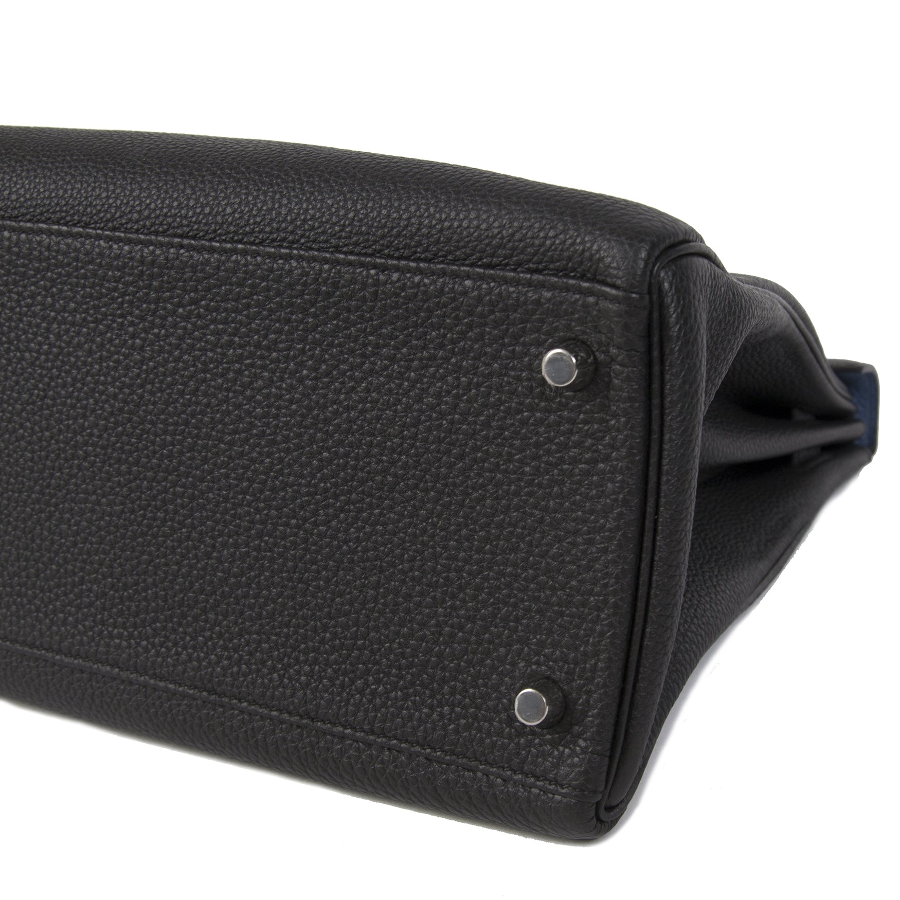 Hermès Kelly 35 Retourne Verso Noir & Bleu Agate Togo PHW