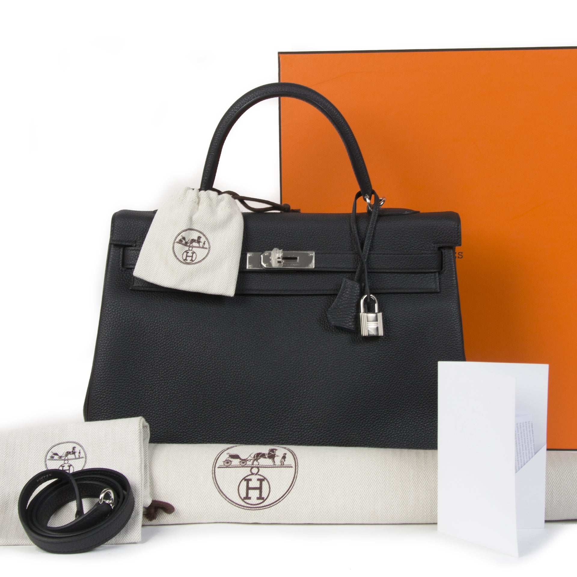 Hermès Kelly 35 Retourne Verso Noir & Bleu Agate Togo PHW