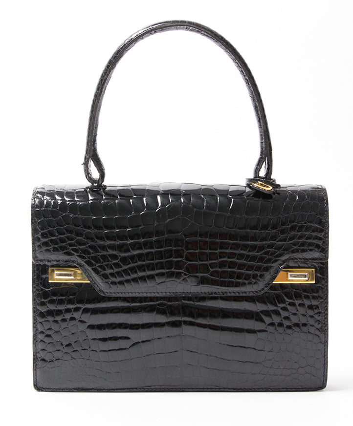 buy safe online second hand designer vintage delvaux croco top handle bag best price second hand designer vintage