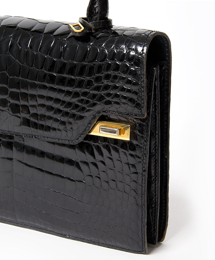buy safe online second hand designer vintage delvaux croco top handle bag best price second hand designer vintage